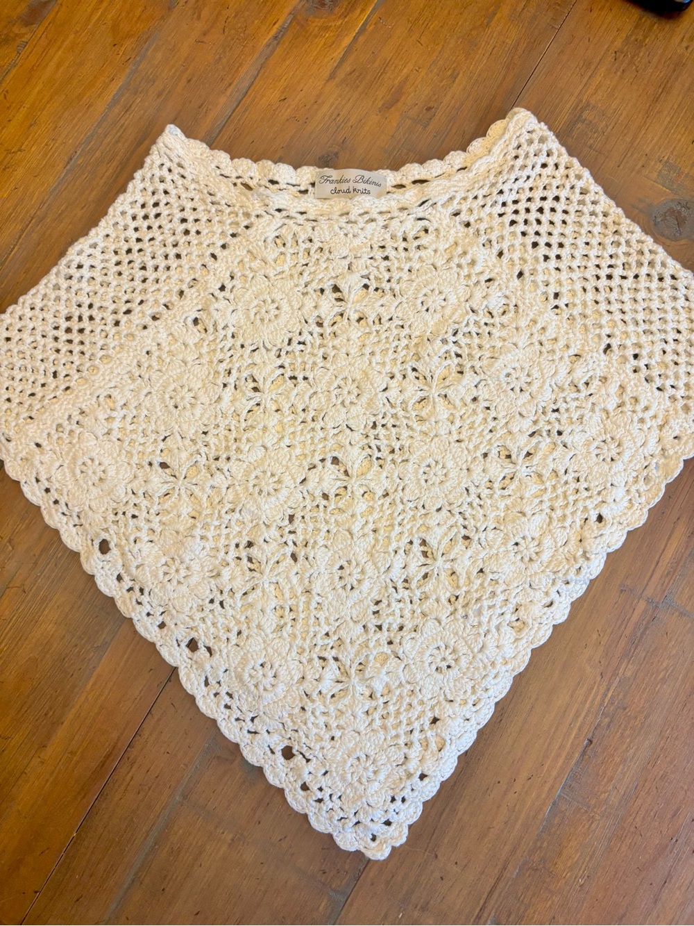 Frankie’s bikinis Sophie crochet poncho in soft sand